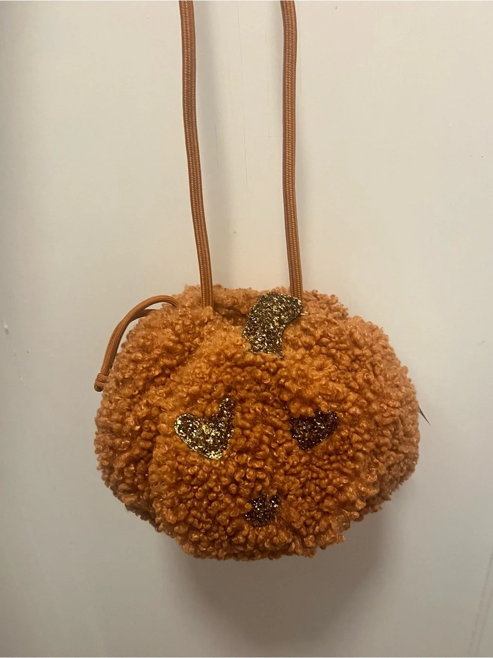 New With Tags! Zara Kids Fleece Pumpkin Jack-o-Lantern Bag Halloween Purse